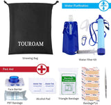 64 Pieces Survival First Aid Kit IFAK Molle System Water FilterPurification Compatible Outdoor Gear Emergency Kits Trauma Bag for Camping Boat Hunting Hiking Home Car Earthquake and Adventures