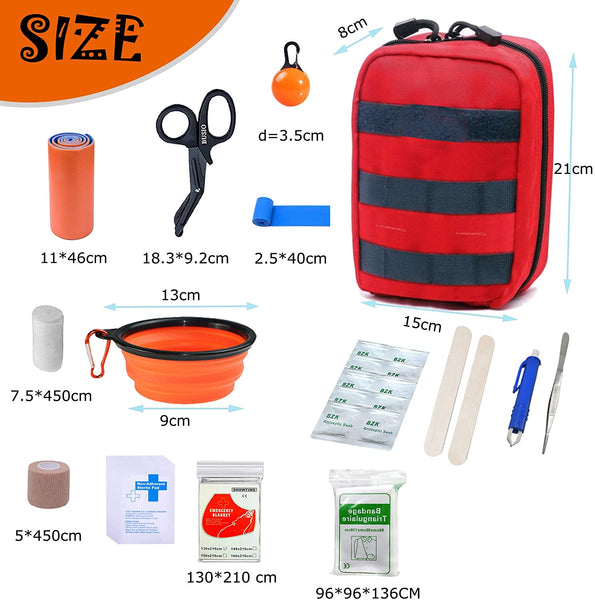 Outdoor First Aid Survival Kit for Adventure Camping Hiking Fishing -  Trauma Emergency Bag and Survival Gear Kit 62 in 1 for Women Men SOS Kit