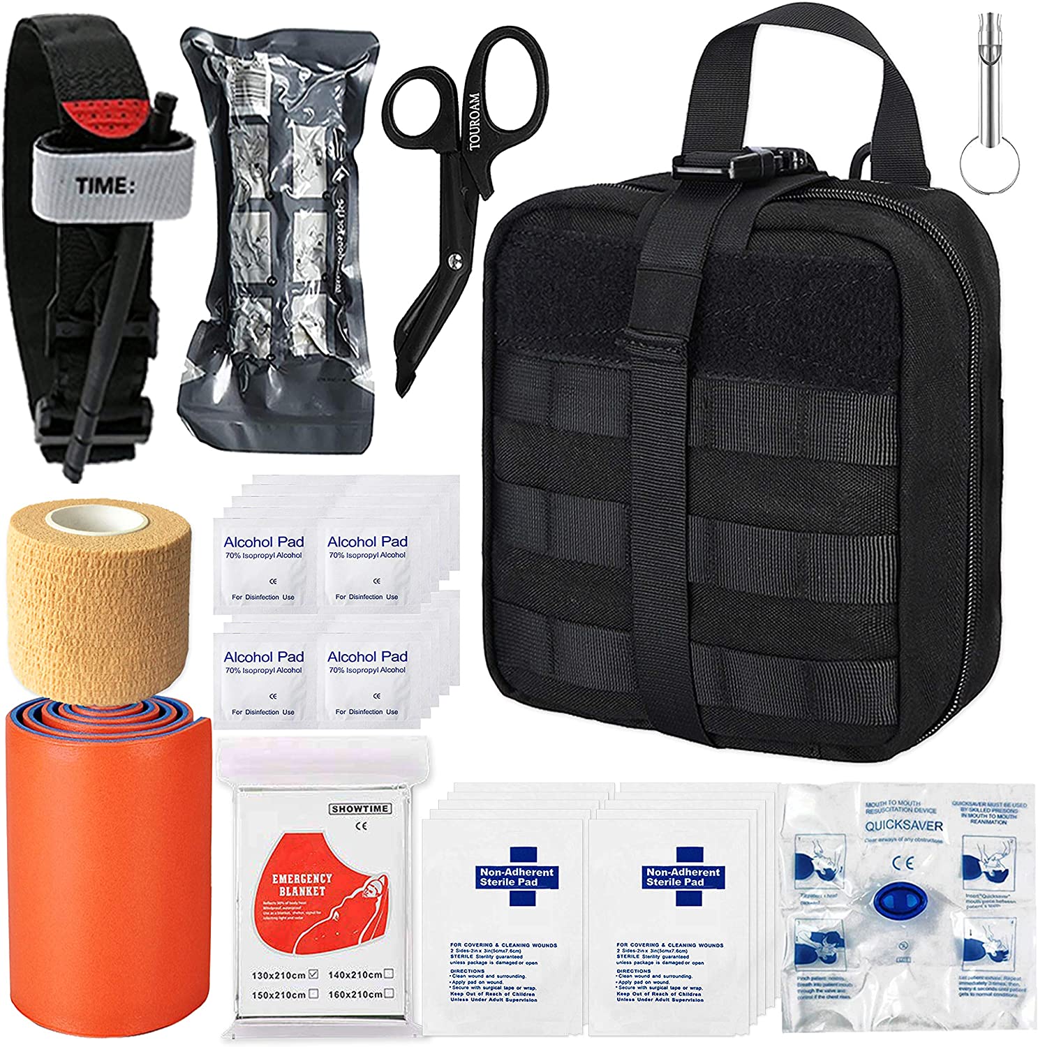  Kit de primeros auxilios para trauma, kit de primeros auxilios  IFAK, kit de medicina EDC de primeros auxilios, bolsa táctica de  emergencia, militar, bolsa Molle de primera respuesta, kit para detener