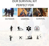 64 Pieces Survival First Aid Kit IFAK Molle System Water FilterPurification Compatible Outdoor Gear Emergency Kits Trauma Bag for Camping Boat Hunting Hiking Home Car Earthquake and Adventures