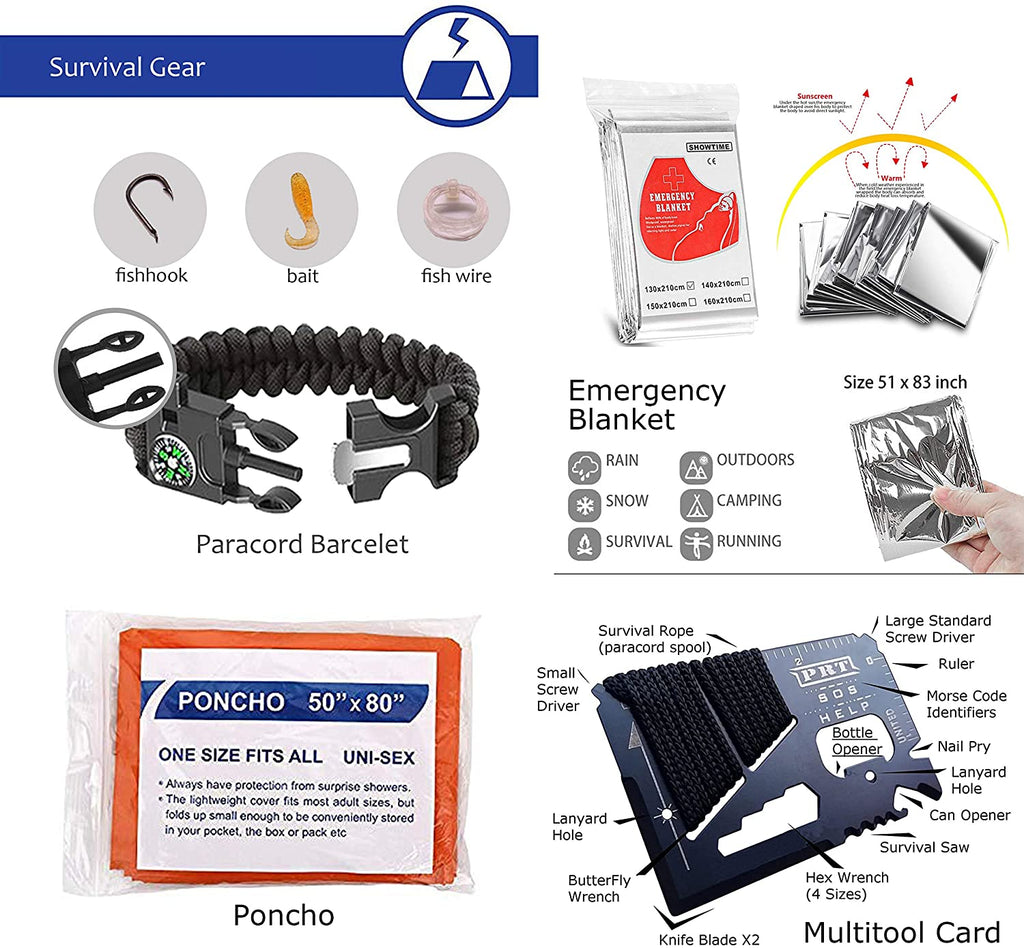 235Pcs Emergency Survival Kit and First Aid Kit Professional Survival Gear  Tool