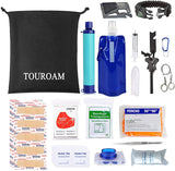 64 Pieces Survival First Aid Kit IFAK Molle System Water FilterPurification Compatible Outdoor Gear Emergency Kits Trauma Bag for Camping Boat Hunting Hiking Home Car Earthquake and Adventures