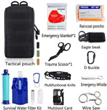 Emergency EDC Survival Gear Kit - Personal Water Filter Purifier Straw, Molle Pouch Tactical Trauma Defense Equitment Tools But Out Bag for Camping Hiking Adventure Fishing Hurricane
