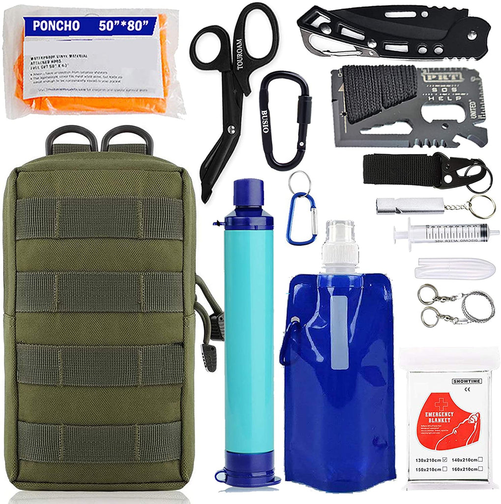 Emergency EDC Survival Gear Kit - Personal Water Filter Purifier