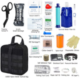 Emergency Survival Trauma Kit - MolleTactial First Aid Kit, Personal Water Filter Purifier Straw, Hurricane Disater Preparedness Equitment Tools But Out Bag for Camping Hiking Adventure Fishing