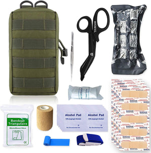 Emergency Survival & First Aid Kit & Tourniquet - 250 PCS Go Bugout  Bag Survival Gears with Compass Flashlight Shovel - Tactical Military Grade  EDC Backpack for Outdoor Camping Scout (Army