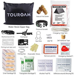 Outdoor First Aid Survival Kit for Adventure Camping Hiking Fishing - Trauma Emergency Bag and Survival Gear Kit 62 in 1 for Women Men SOS Kit