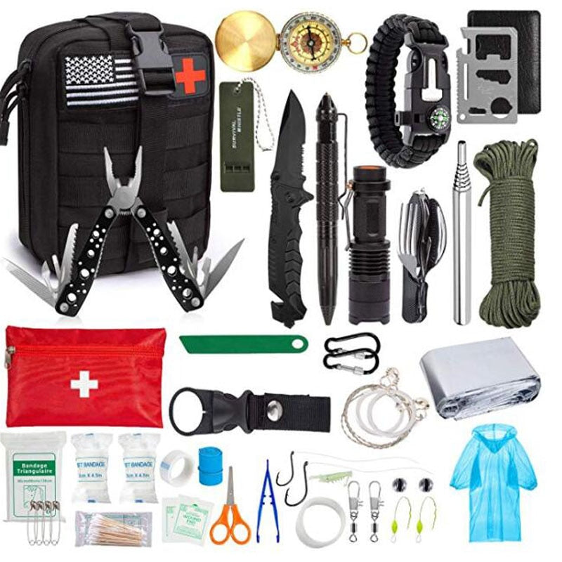 Emergency Survival Kit 47 Pcs Survival First Aid Kit SOS Tactical tool –  Touroam